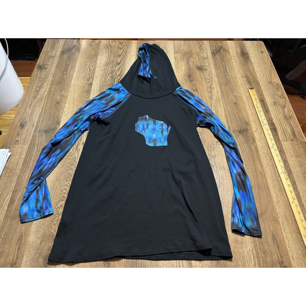 Laura Hlavac Shirt Womens XL Black Blue Hoodie Raglan Wisconsin Graphic